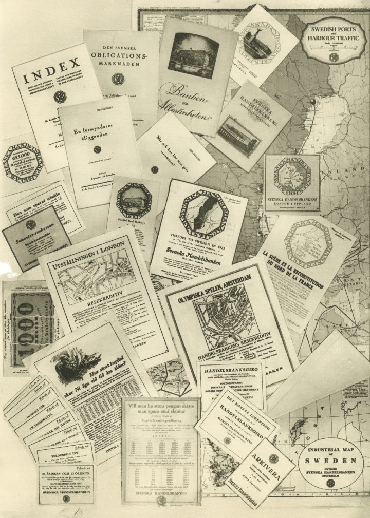 The printed matters of the bank during the year. Front covers put together in one ad.